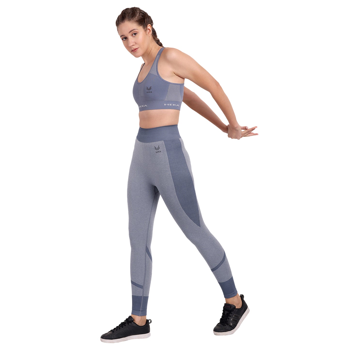 Heka Seamless U Neck Padded Sports Bra - Grey