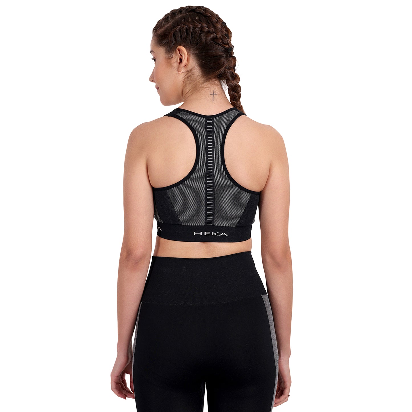 Heka Seamless U Neck Padded Sports Bra - Black