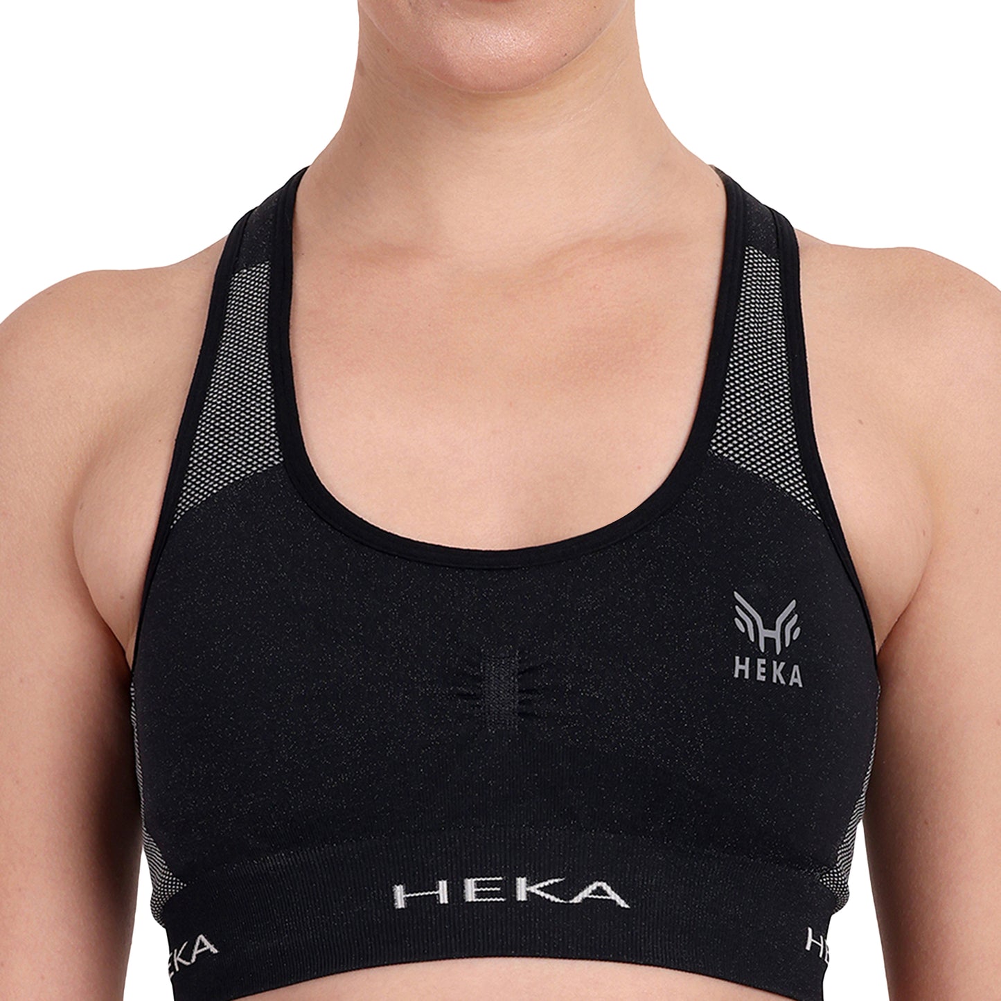 Heka Seamless U Neck Padded Sports Bra - Black