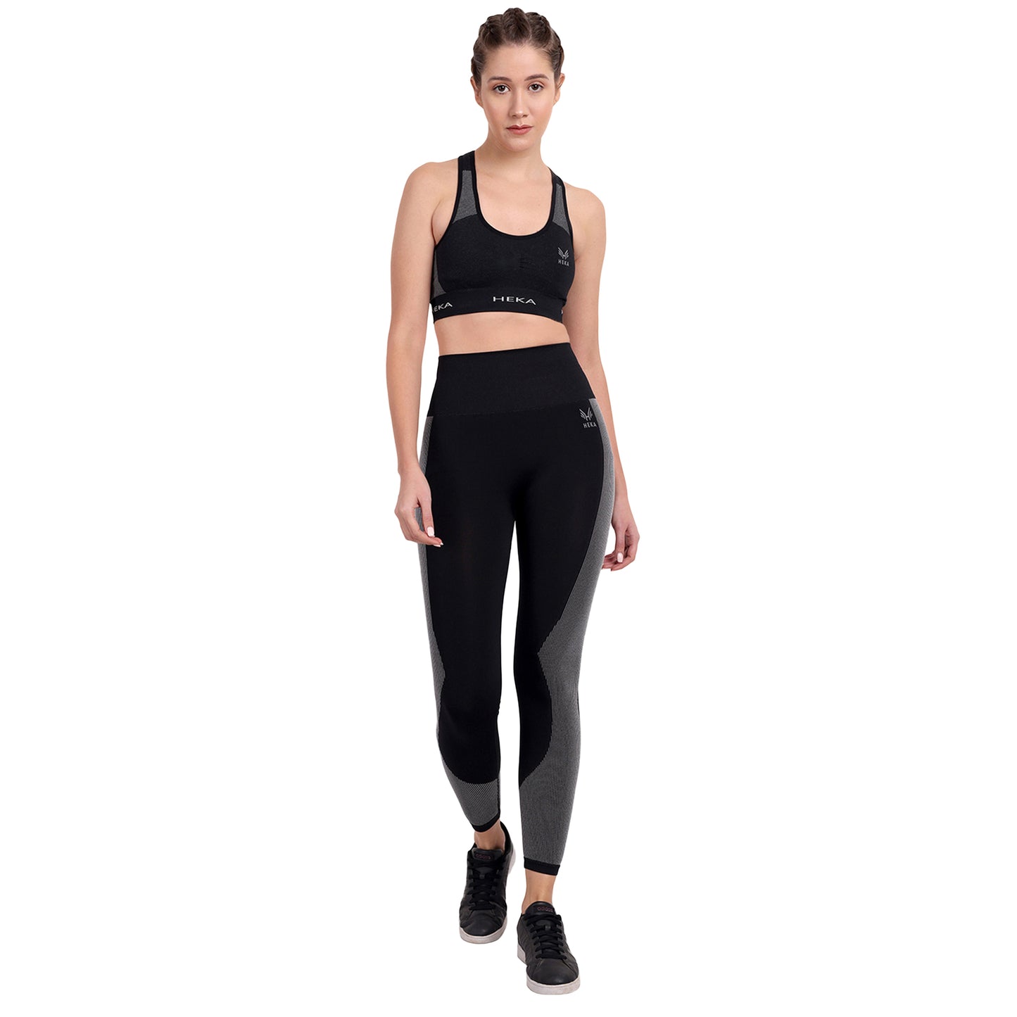 Heka Seamless U Neck Padded Sports Bra - Black