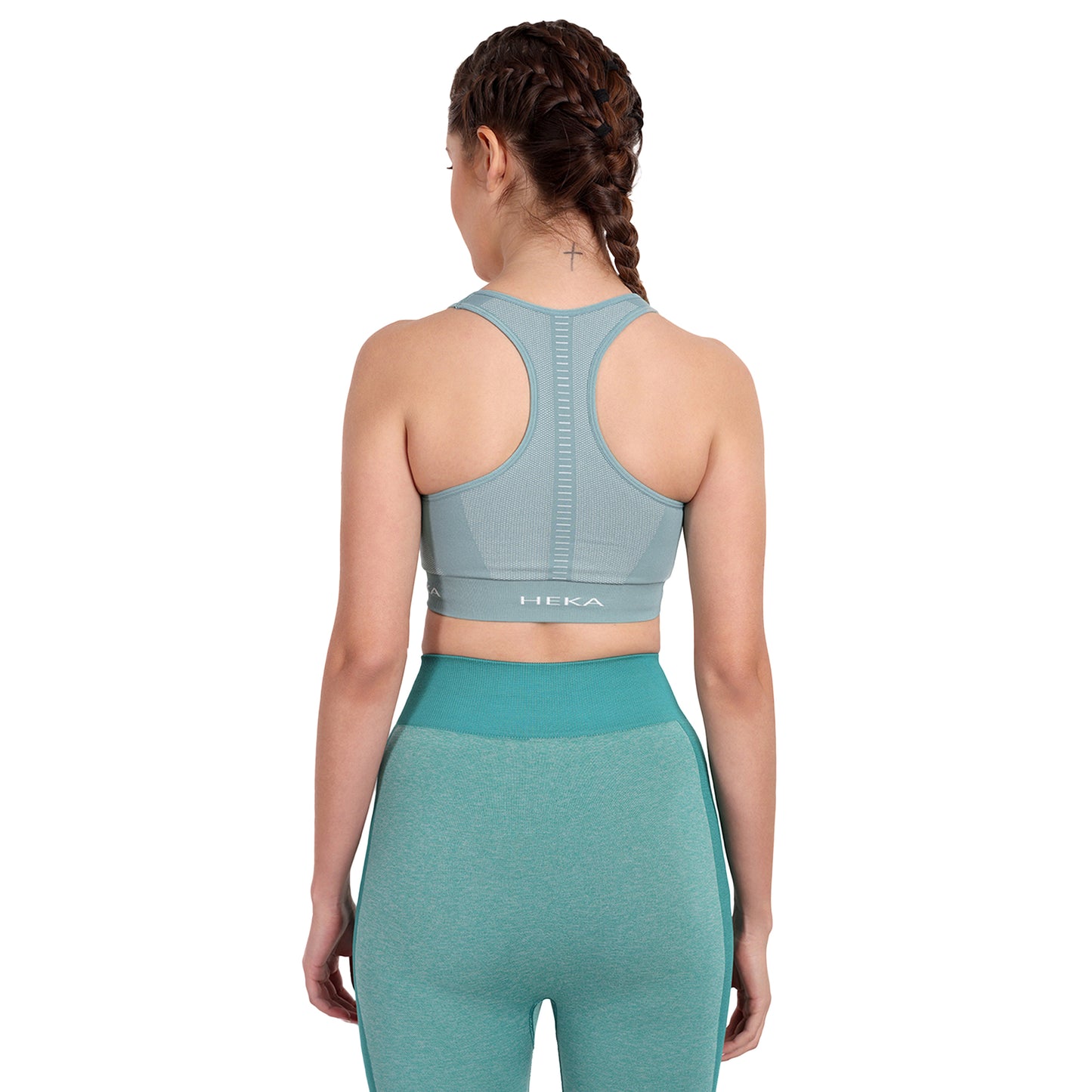 Heka Seamless U Neck Padded Sports Bra - Green