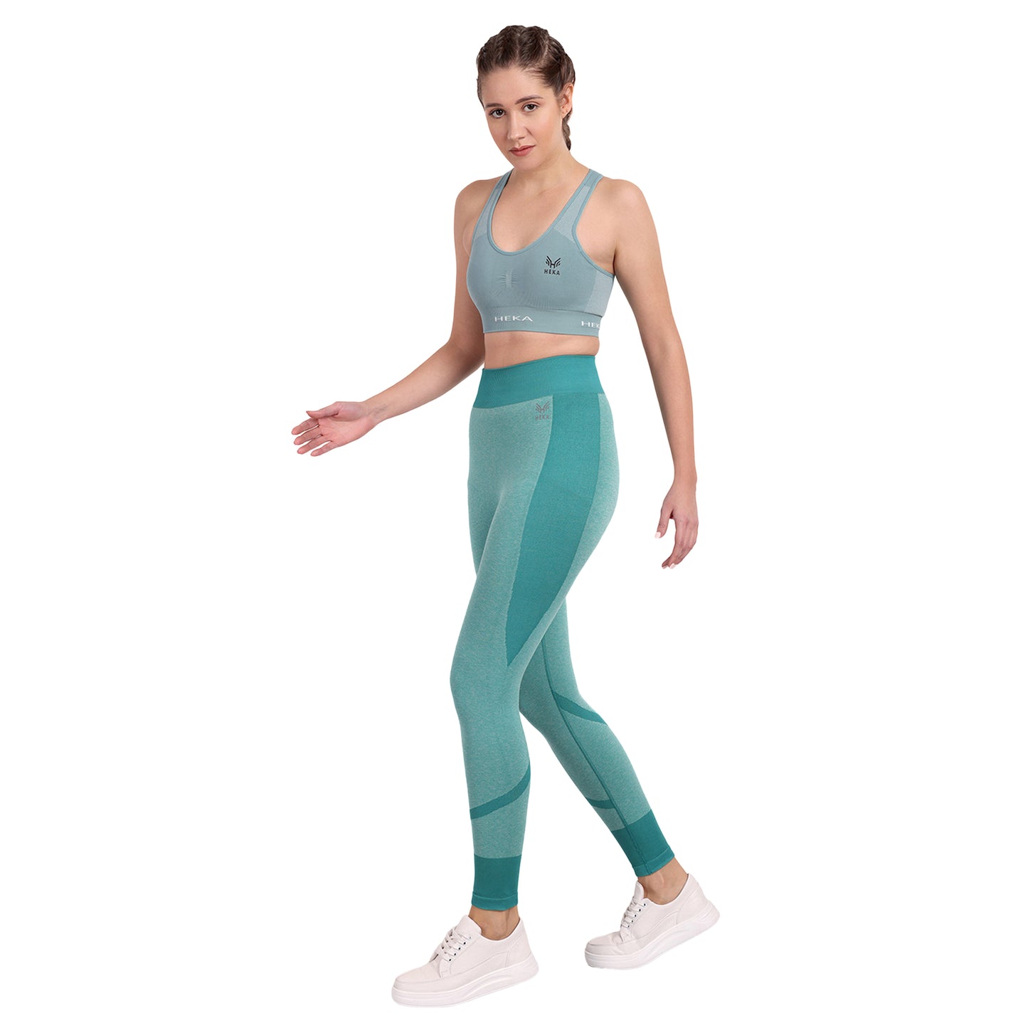 Heka Seamless U Neck Padded Sports Bra - Green