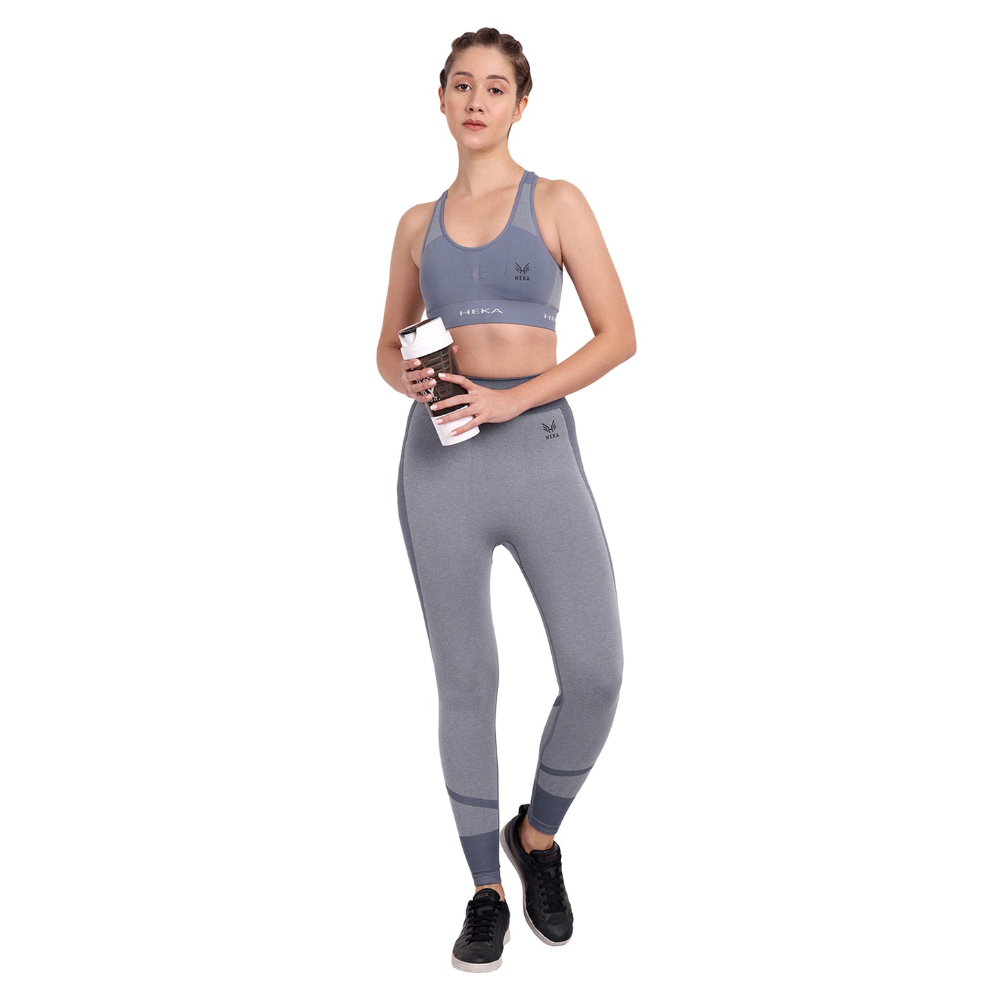 Heka Seamless U Neck Padded Sports Bra - Grey