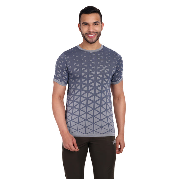 Heka Breathable Seamless Round Neck Active Causal Men'S T-Shirt - Navy Blue