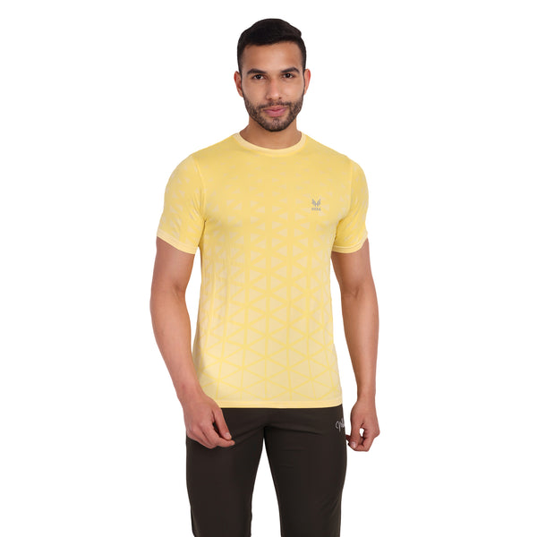 Heka Breathable Seamless Round Neck Active Causal Men'S T-Shirt - Yellow