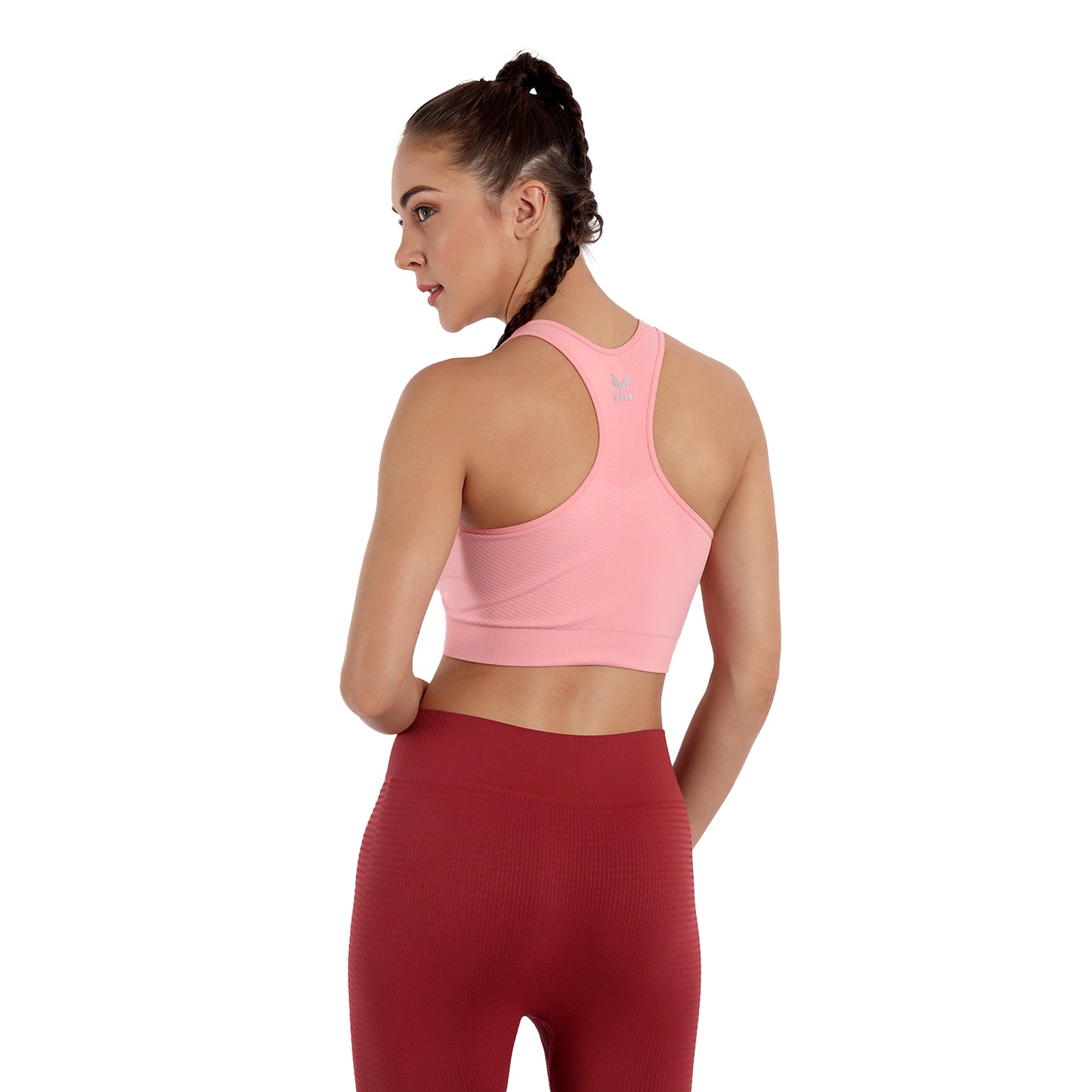 Heka Seamless Racerback V-Neck Sports Bra - Panther Pink