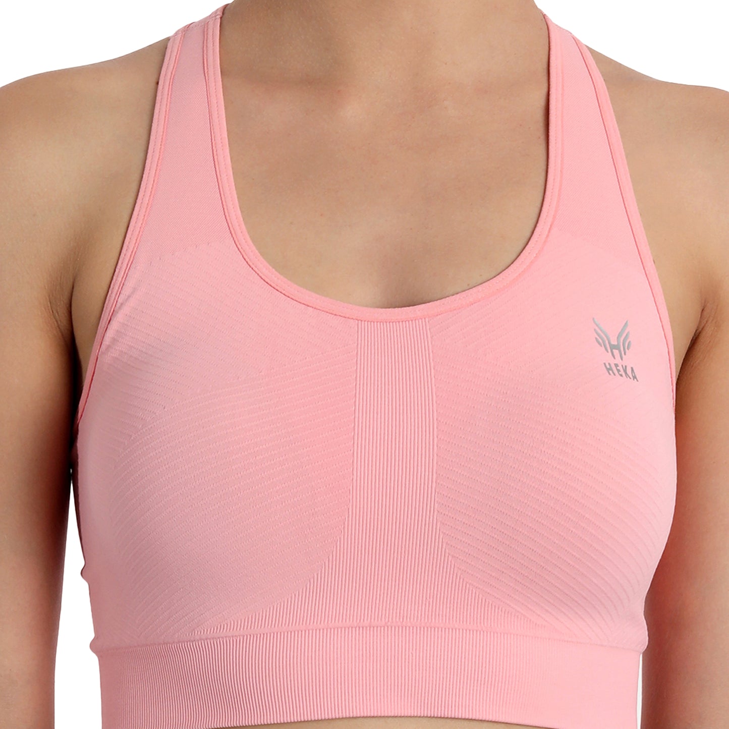 Heka Seamless Racerback V-Neck Sports Bra - Panther Pink