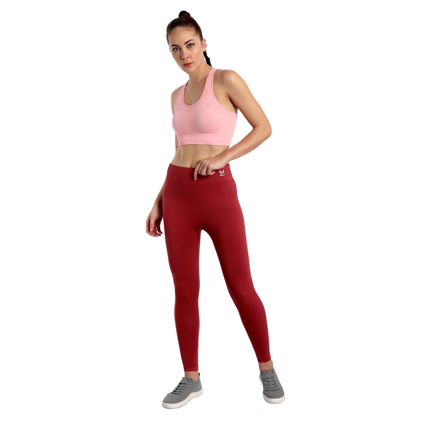 Heka Seamless Racerback V-Neck Sports Bra - Panther Pink