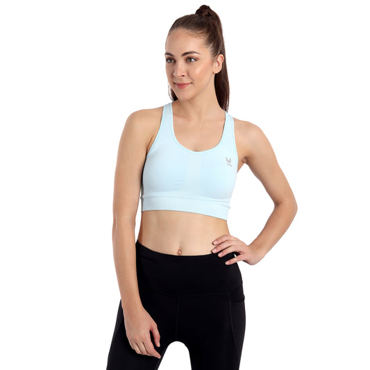 Heka Seamless Racerback V-Neck Sports Bra - Splash Blue