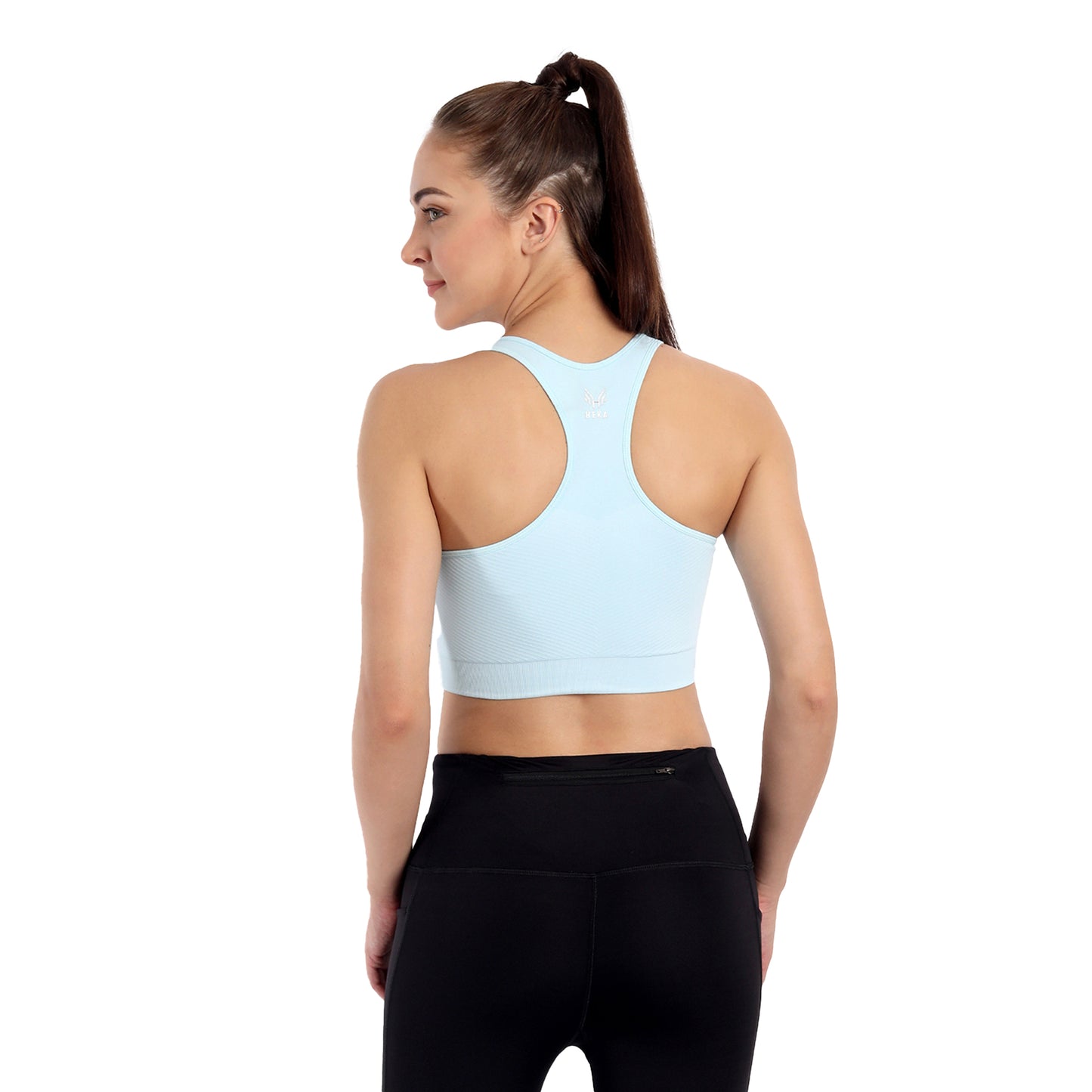 Heka Seamless Racerback V-Neck Sports Bra - Splash Blue